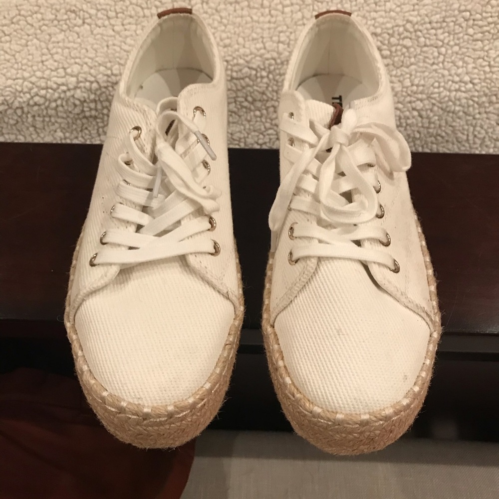 Tretorn White Canvas Espadrille-Style Sneakers with Natural Jute Sole